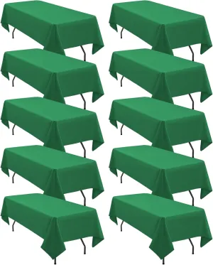 10 Pack 60 x 126 Inch Tablecloth, Green Tablecloth for 8 Feet Rectangle Tables, Stain and Wrinkle Resistant Washable Fabric Table Cloth for Wedding Party Dining Table Buffet Parties Camping