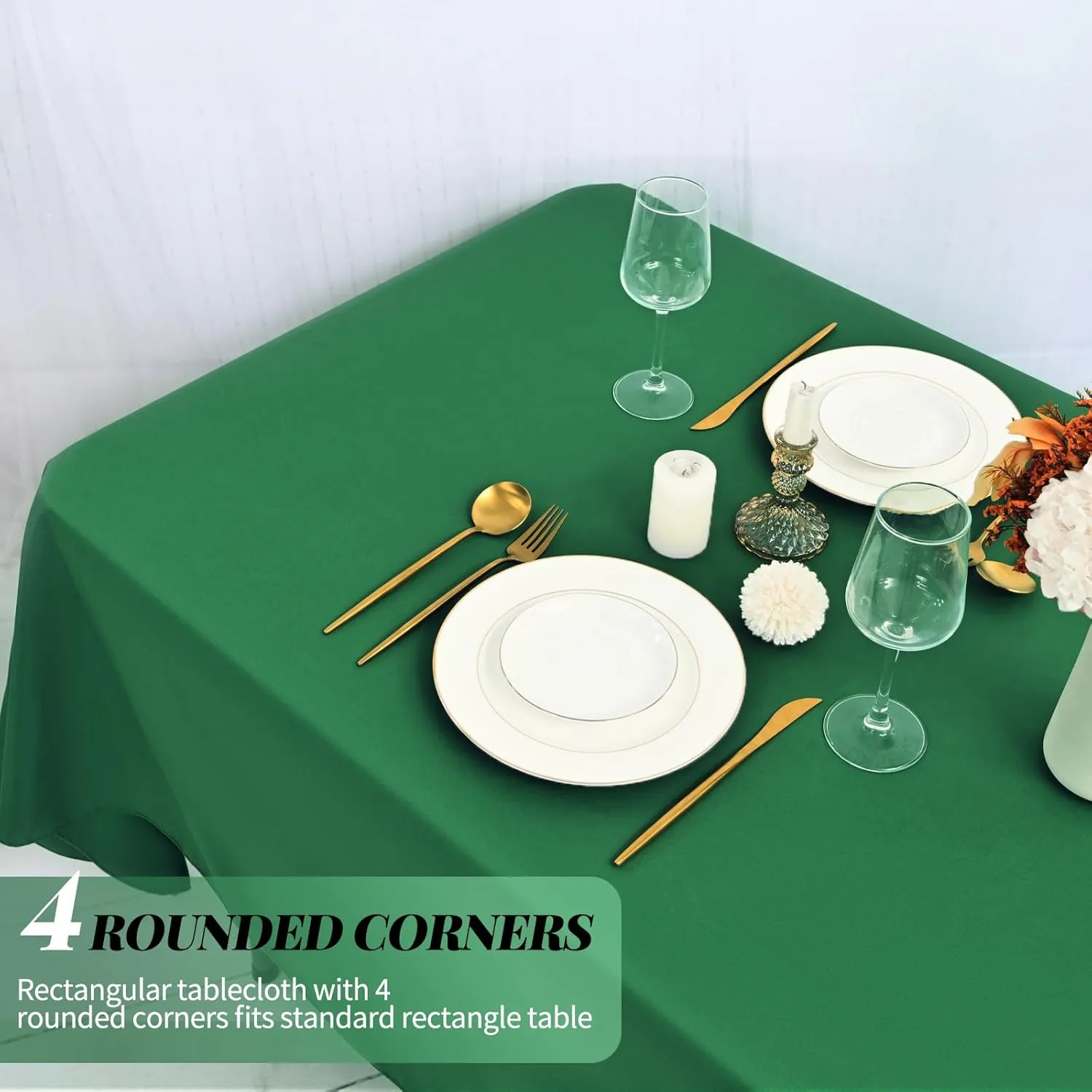10 Pack 60 x 126 Inch Tablecloth, Green Tablecloth for 8 Feet Rectangle Tables, Stain and Wrinkle Resistant Washable Fabric Table Cloth for Wedding Party Dining Table Buffet Parties Camping