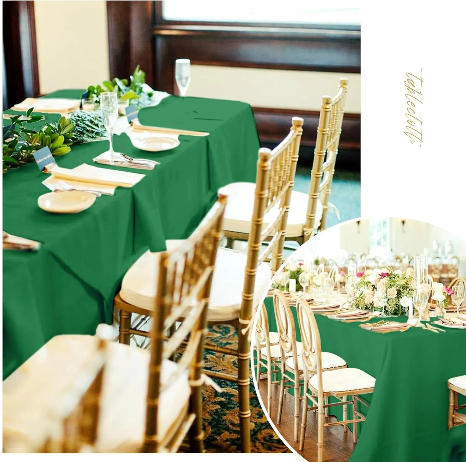 10 Pack 60 x 126 Inch Tablecloth, Green Tablecloth for 8 Feet Rectangle Tables, Stain and Wrinkle Resistant Washable Fabric Table Cloth for Wedding Party Dining Table Buffet Parties Camping