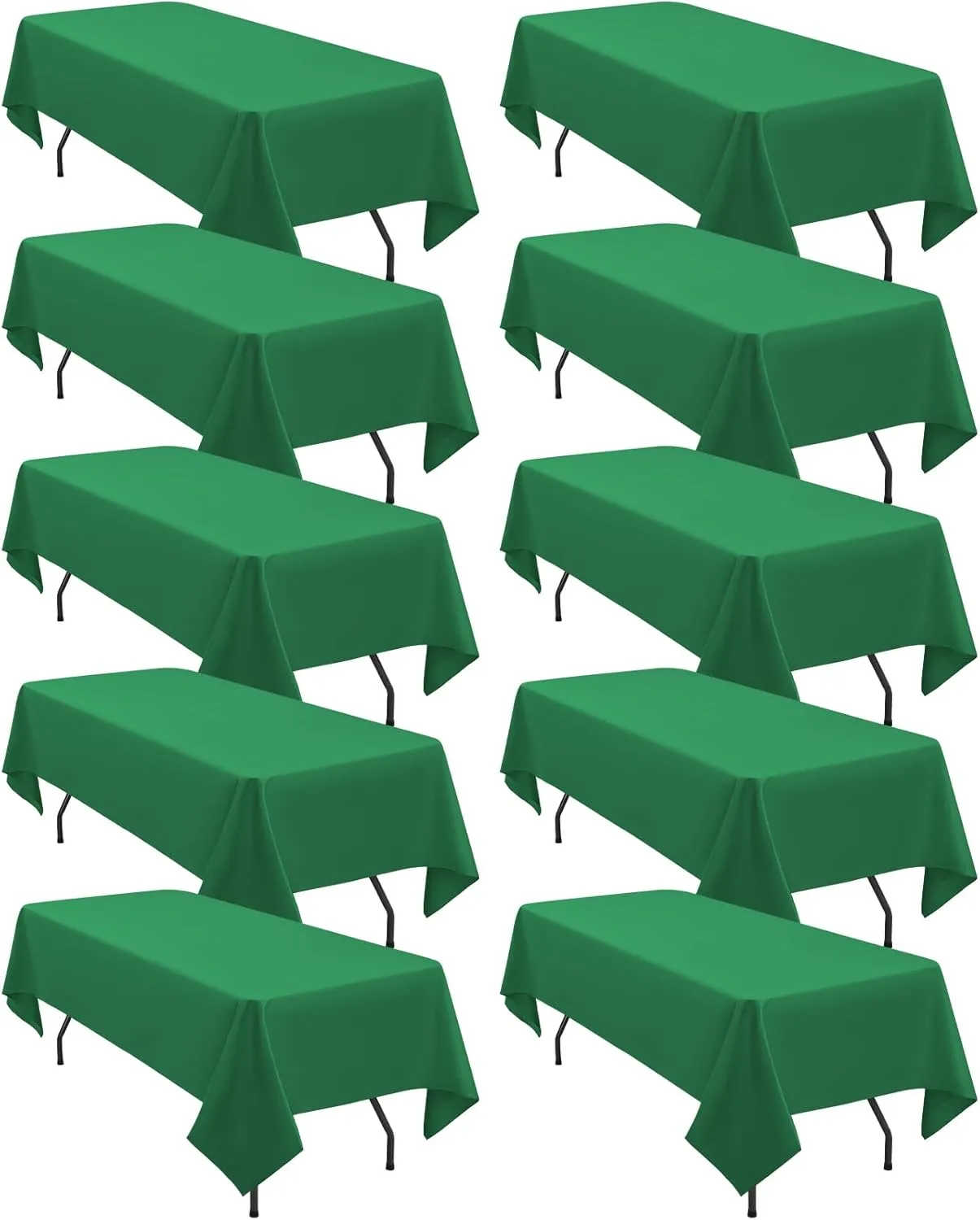 10 Pack 60 x 126 Inch Tablecloth, Green Tablecloth for 8 Feet Rectangle Tables, Stain and Wrinkle Resistant Washable Fabric Table Cloth for Wedding Party Dining Table Buffet Parties Camping