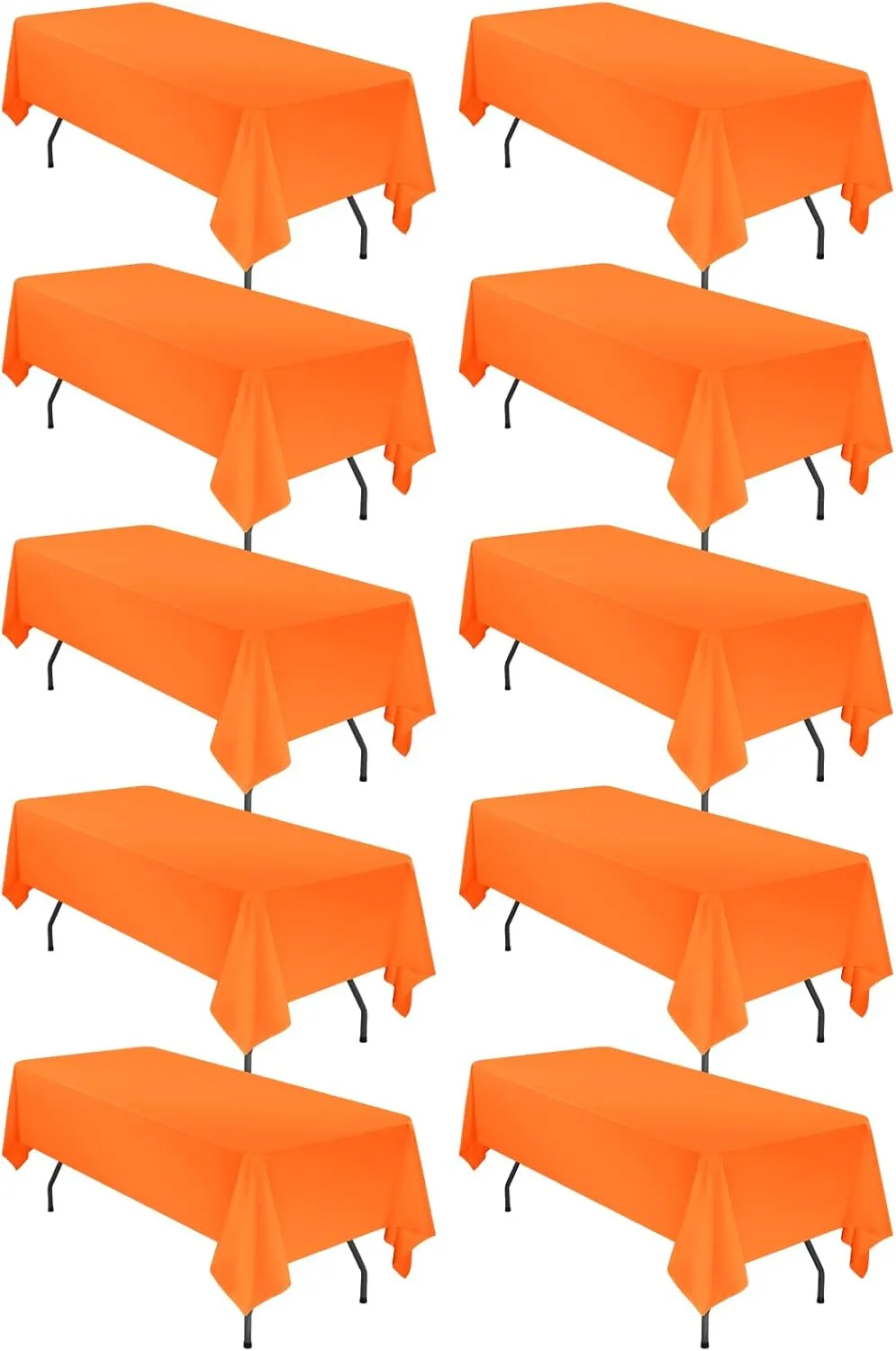 10 Pack 60 x 126 Inch Tablecloth, Orange Tablecloth for 8 Feet Rectangle Tables, Stain and Wrinkle Resistant Washable Fabric Table Cloth for Wedding Party Dining Table Buffet Parties Camping