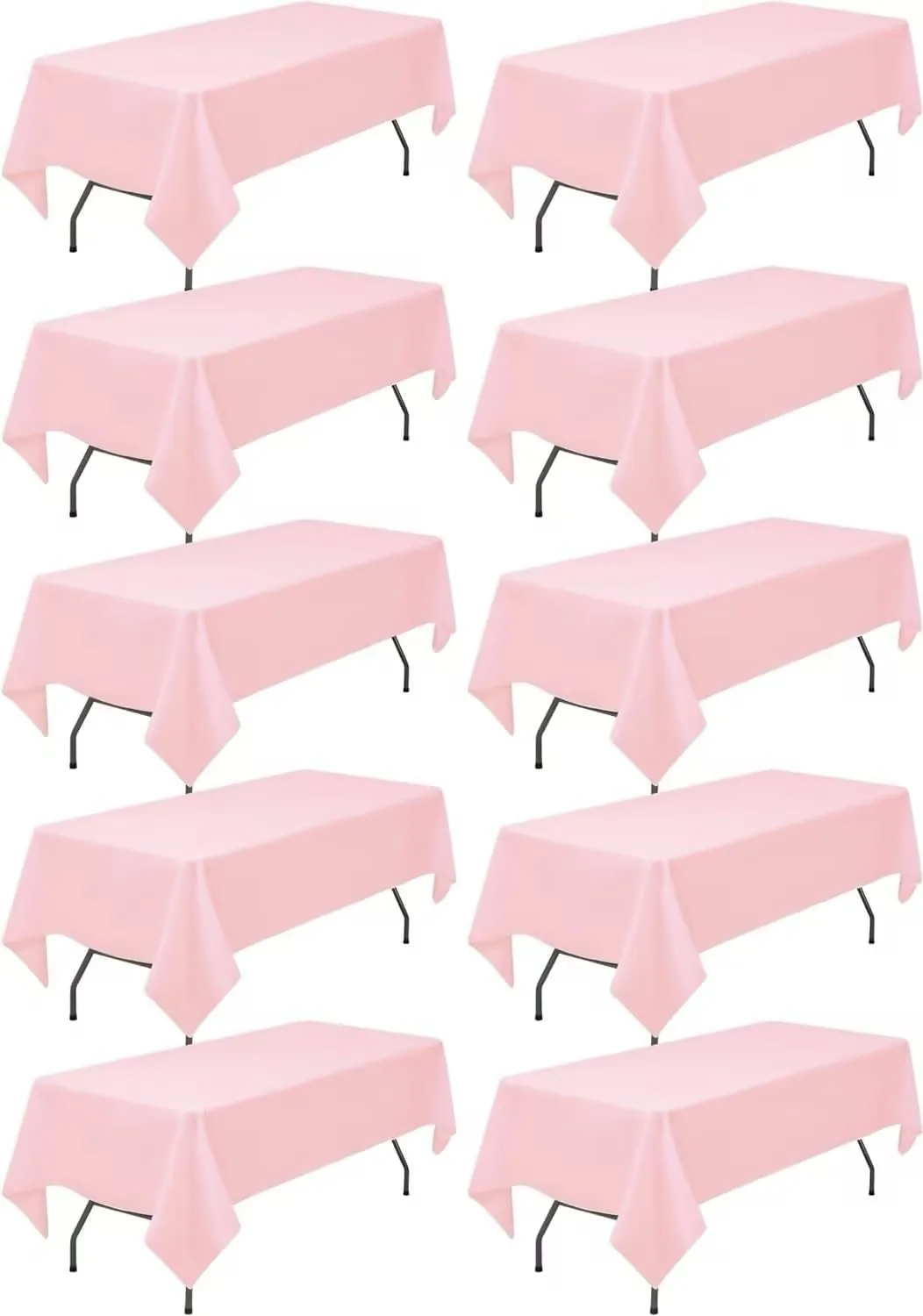 10 Pack Pink Tablecloth 60x102 inch Polyester Fabric Tablecloths for 6 Foot Rectangle Tables Wrinkle Resistant Linen Tablecloth Washable Table Covers for Party Wedding Events and Camping