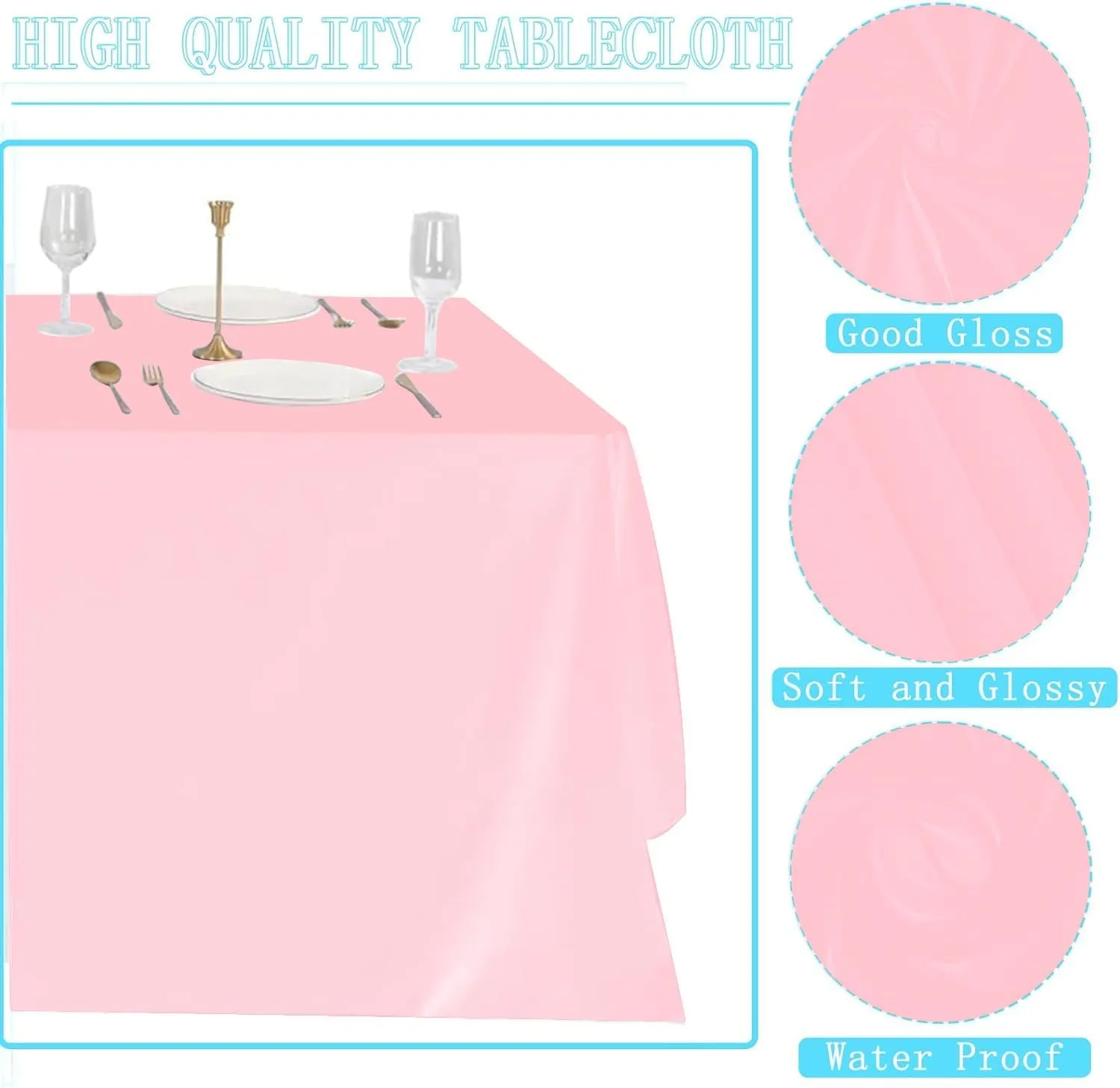 10 Pack Pink Tablecloth 60x102 inch Polyester Fabric Tablecloths for 6 Foot Rectangle Tables Wrinkle Resistant Linen Tablecloth Washable Table Covers for Party Wedding Events and Camping