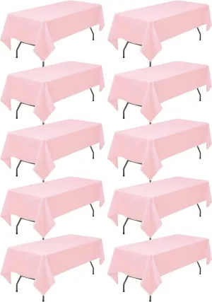 10 Pack Pink Tablecloth 60x102 inch Polyester Fabric Tablecloths for 6 Foot Rectangle Tables Wrinkle Resistant Linen Tablecloth Washable Table Covers for Party Wedding Events and Camping