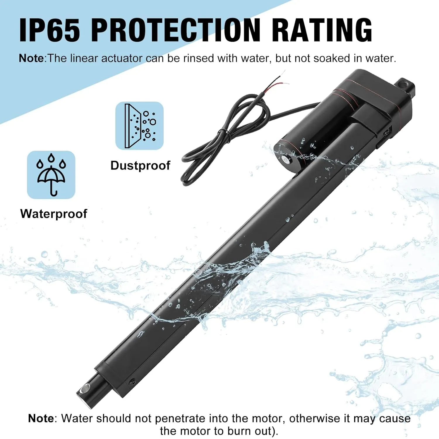 12V Linear Actuator 176lbs/800N 0.78"/s High Speed Linear Actuator Stroke 6Inch IP65 Protection Electric Actuator with Mounting Brackets,for Door Opener,Solar Tracker,Electric Lifting System