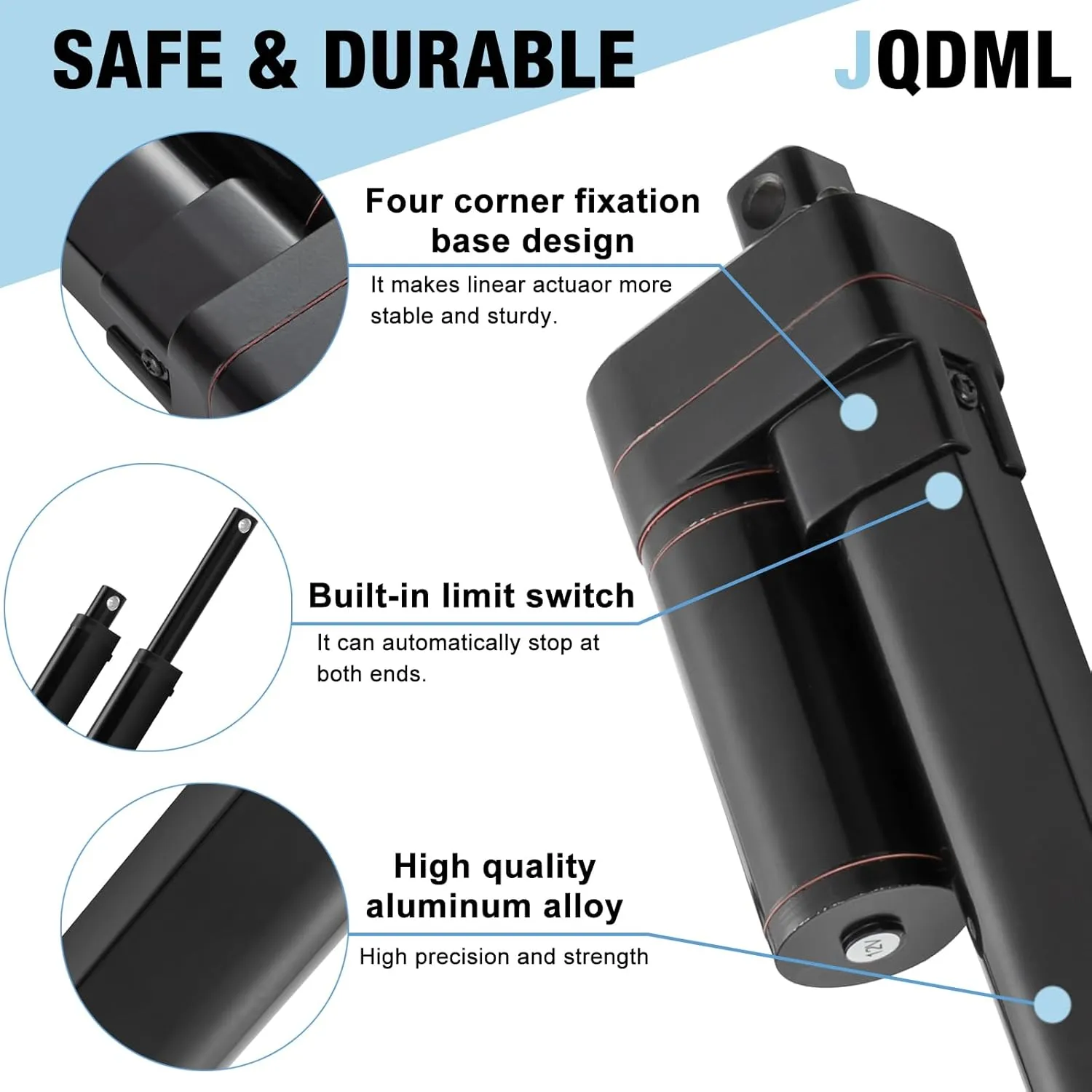 12V Linear Actuator 176lbs/800N 0.78"/s High Speed Linear Actuator Stroke 6Inch IP65 Protection Electric Actuator with Mounting Brackets,for Door Opener,Solar Tracker,Electric Lifting System