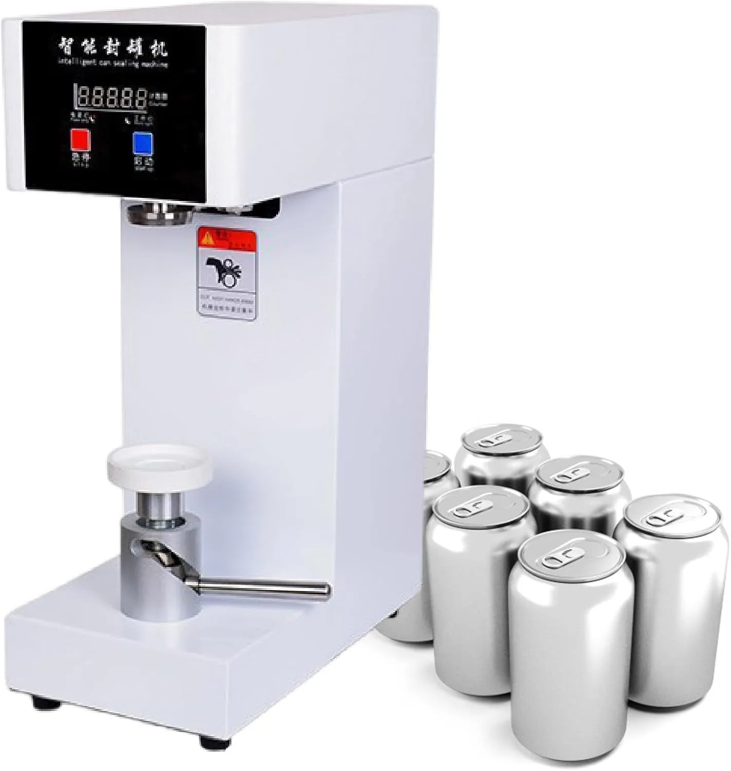 180W Electric Can Sealer, 2.2” Aluminum Cans Closing, Commercial Drink Sealing Machine, Automatic Tin Can Seamer,White-220V