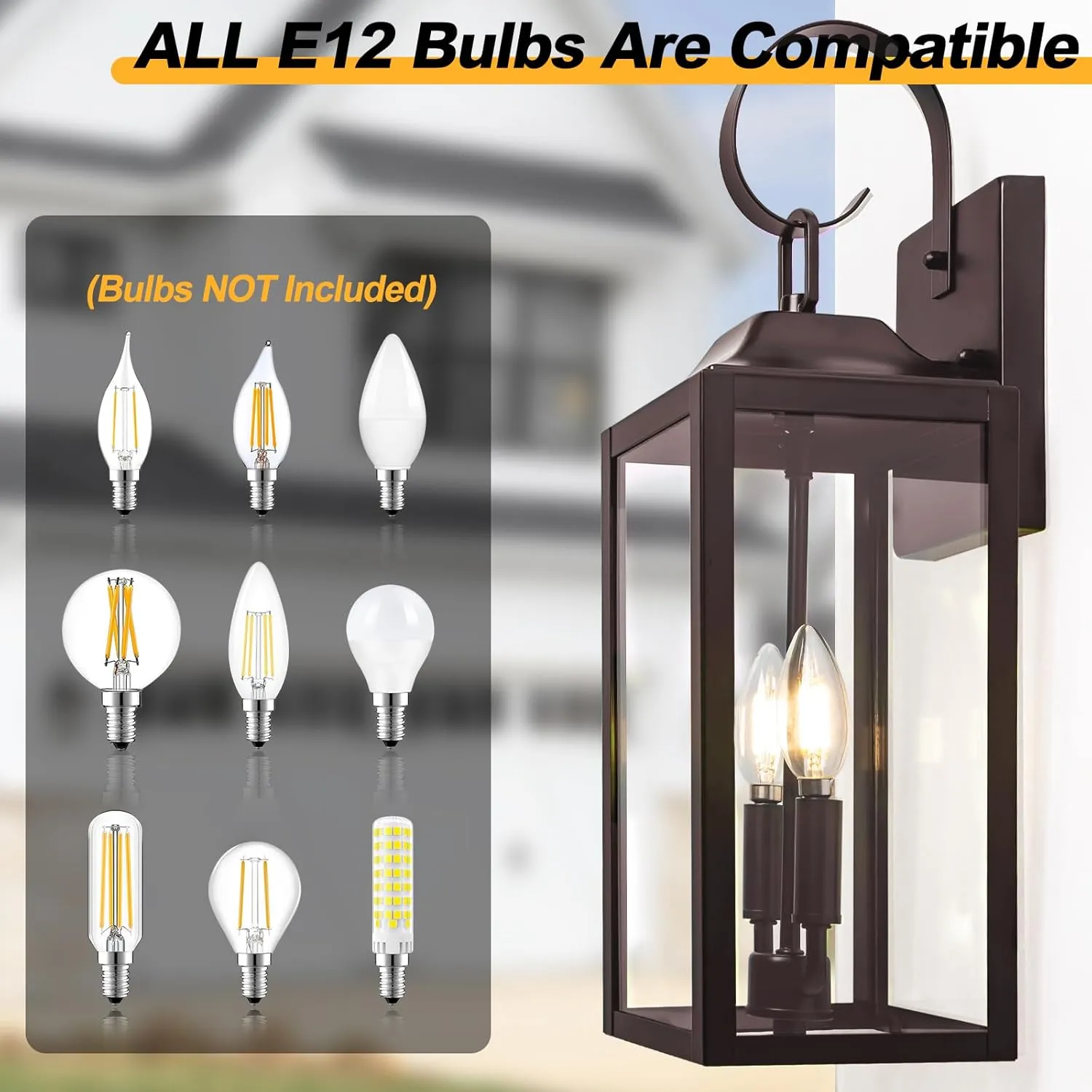 19" Oil Rubbed Bronze Outdoor Wall Lantern 2-Light, Large Outside Modern Wall Sconce Light Fixture, Brown Porch Light Wall Mount with Glass, Waterproof Farmhouse Exterior Lamp Lighting
