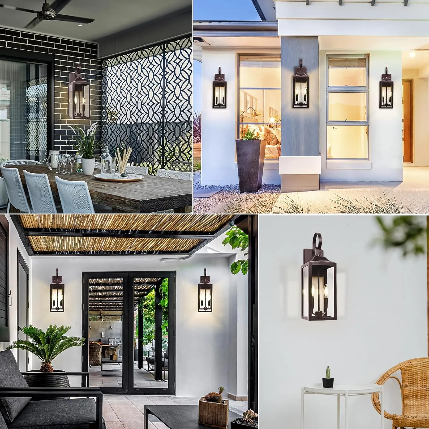 19" Oil Rubbed Bronze Outdoor Wall Lantern 2-Light, Large Outside Modern Wall Sconce Light Fixture, Brown Porch Light Wall Mount with Glass, Waterproof Farmhouse Exterior Lamp Lighting
