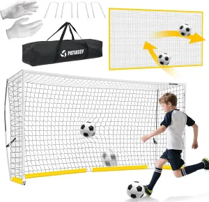 2 in 1 Soccer Goal for Backyard, 12x6 Soccer Net and Soccer Rebounder Net for Training, Easy Setup Portable Soccer Net with Upgraded Metal Base