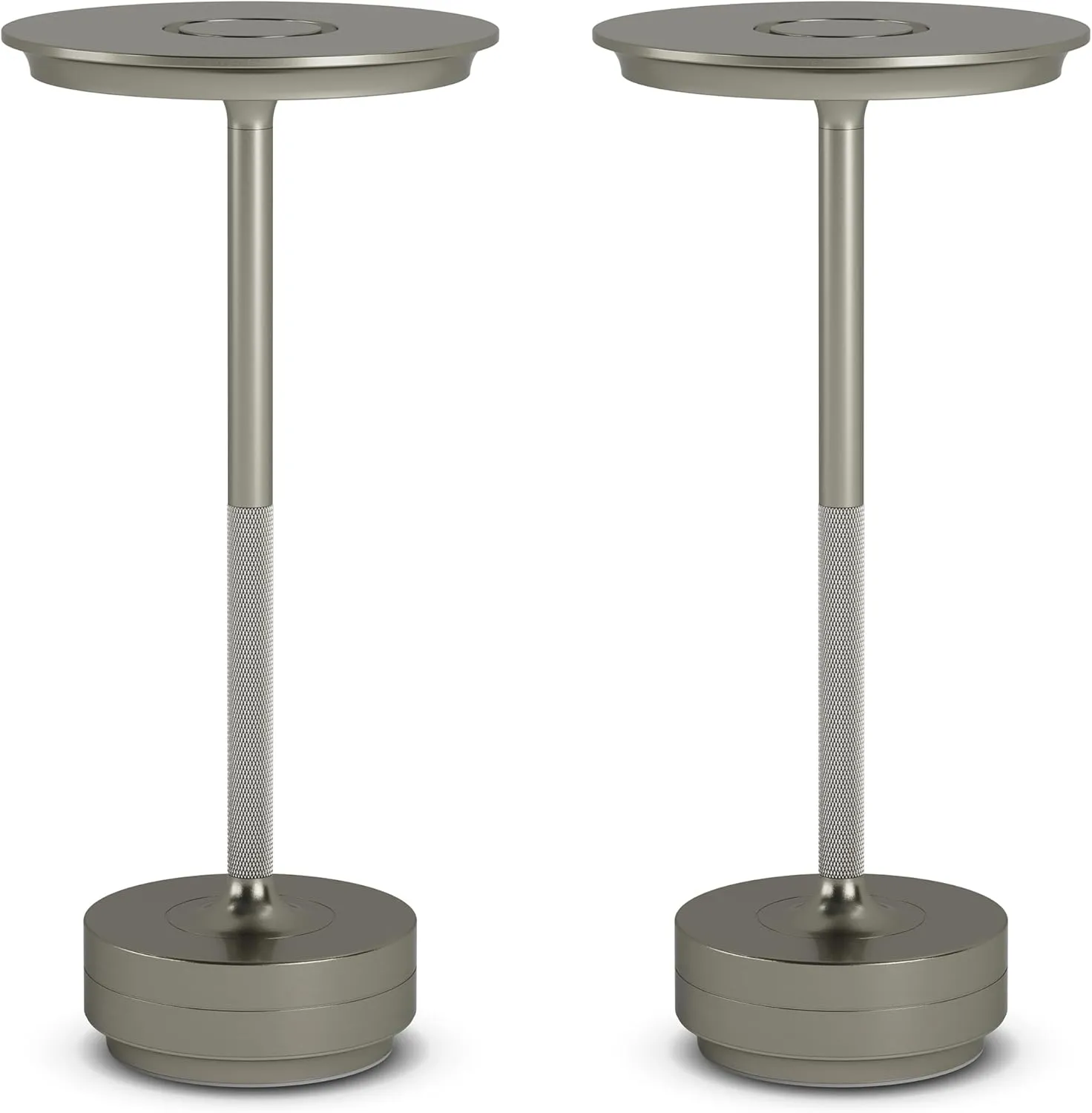 2 Pack Cordless Table Lamp, LED Rechargeable Table Light with 3 Temp Settings, Stepless Dimming, 5000mAh Battery, USB-C, Memory, Aluminum Alloy, for Home, Patio, Restaurant, Outdoor. Silver