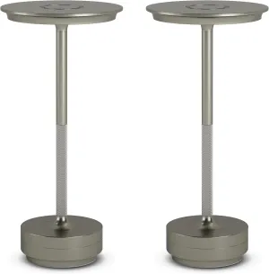 2 Pack Cordless Table Lamp, LED Rechargeable Table Light with 3 Temp Settings, Stepless Dimming, 5000mAh Battery, USB-C, Memory, Aluminum Alloy, for Home, Patio, Restaurant, Outdoor. Silver
