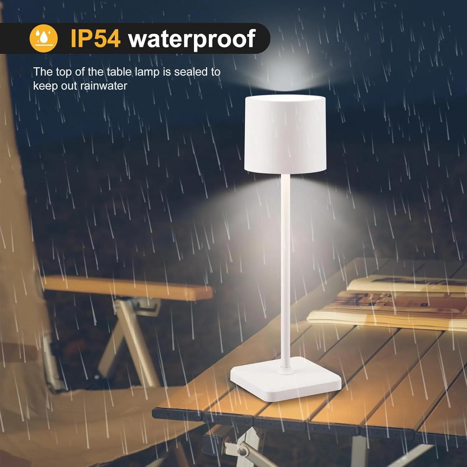 2 Pack Cordless Table Lamp Rechargeable, Wireless Charging LED Table Lamp, IP54 Waterproof Aluminum Bedside Light, Touch Control, Suitable for Indoor and Outdoor Use, White