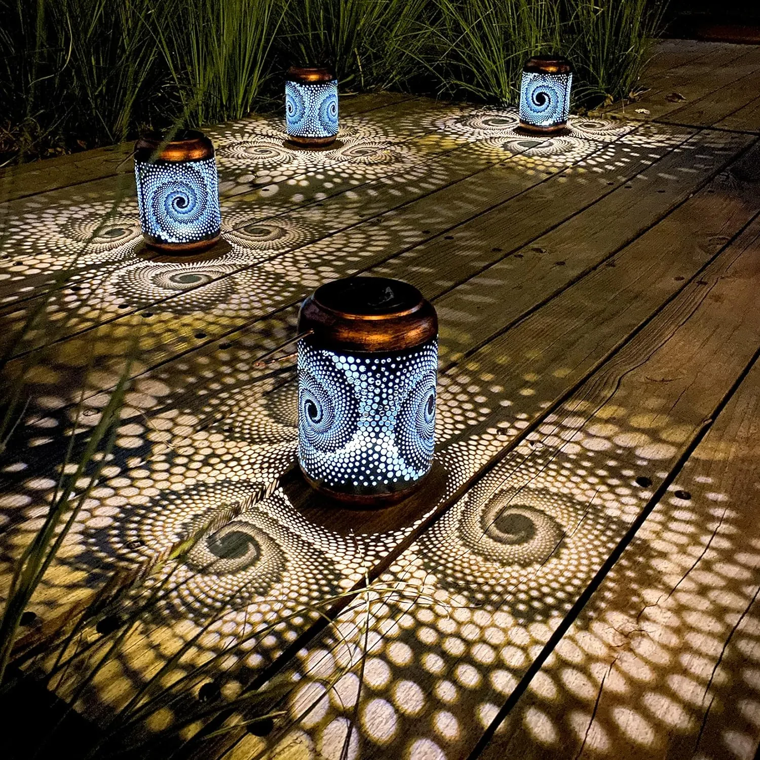 2 Pack Solar Powered Metal LED Lanterns with Handle - Waterproof Outdoor Hanging Lanterns for Garden, Patio, Decor & Idea