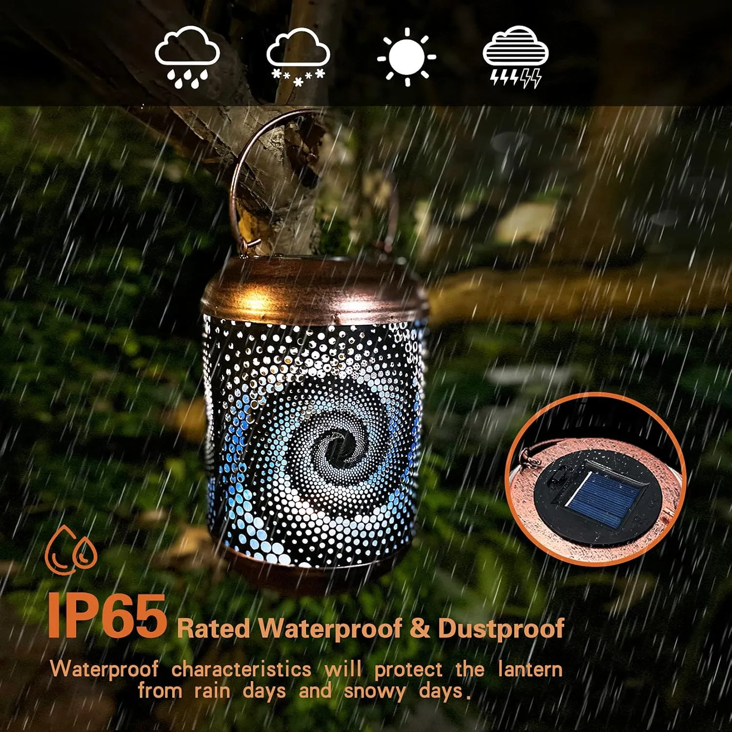 2 Pack Solar Powered Metal LED Lanterns with Handle - Waterproof Outdoor Hanging Lanterns for Garden, Patio, Decor & Idea