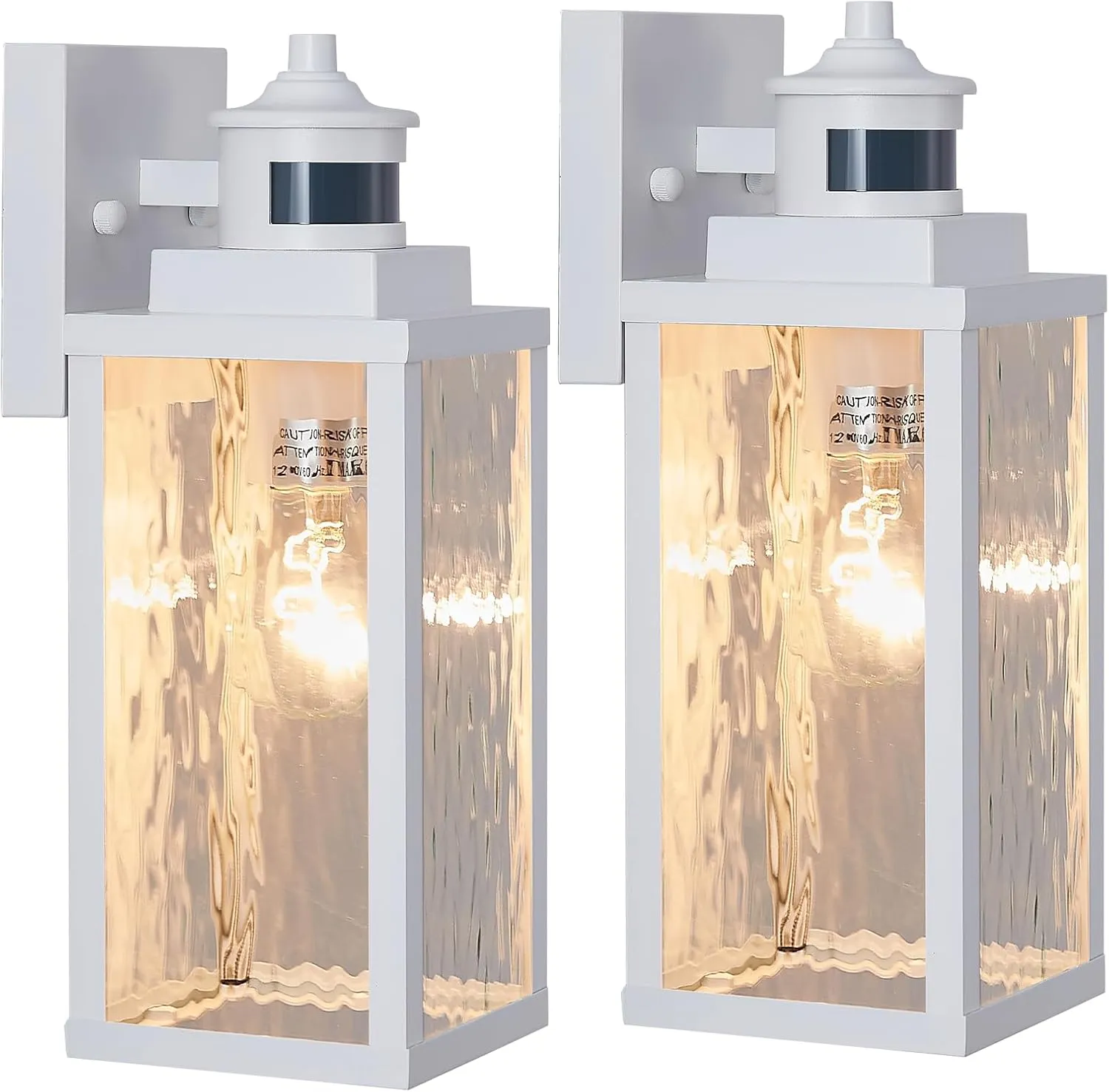 2 Pack White Motion Sensor Outdoor Wall Lights,Updated Dusk to Dawn Outdoor Lighting, Exterior Light Fixtures Wall Mount,Waterproof Porch Light Outside Lights for House