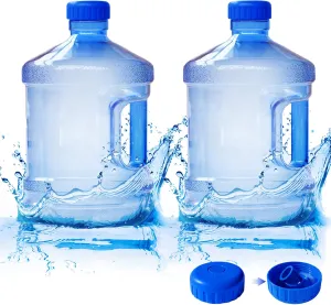 2 Pieces Round Plastic Water Jug,1 Gallon Water Bottle with Handle and Screw Cap,Large Reusable Leak Proof Bottle for Camping,Outdoor Travel,Gym