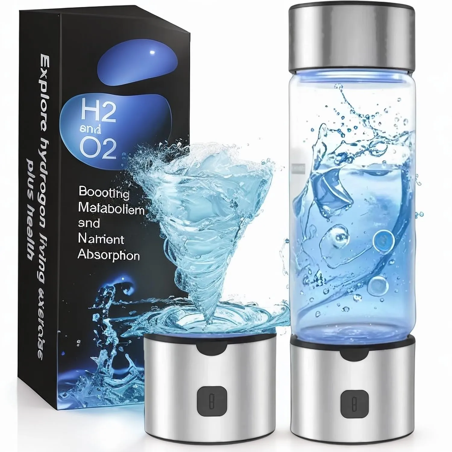 2025 New Hydrogen Water Bottle Generator, Portable Rechargeable Hydrogen Water Bottle 460ml with Advanced SPE PEM Technology 2300  PPB, Hydrogen Water Ionizer Machine for Home/Office/Travel