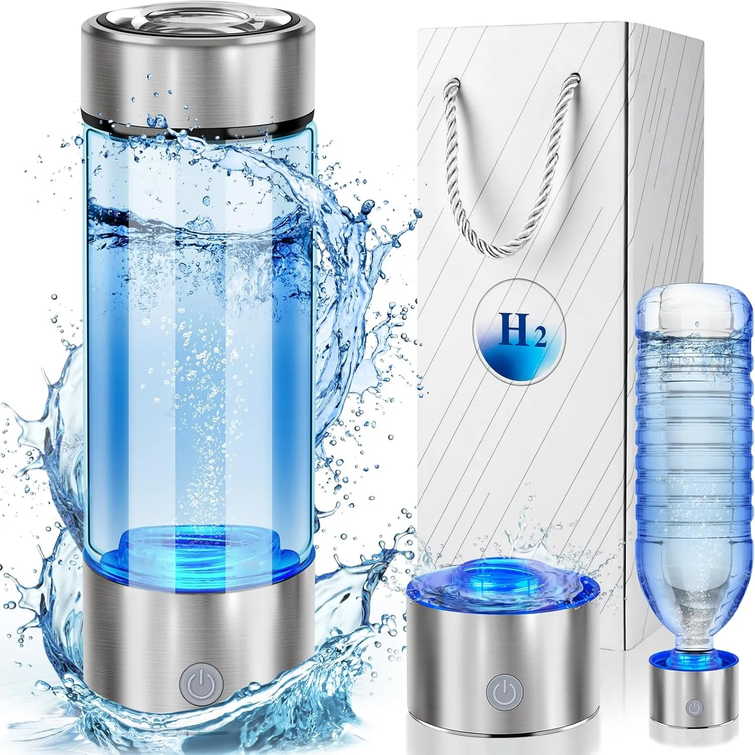 2025 New Hydrogen Water Bottle, Hydrogen Water Bottle Generator, 3-Min Rapid Electrolysis, 2000  PPB Hydrogen Water, 450ml Portable Hydrogen Water Generator for Office, Daily Drinking and Gifts