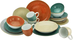 20441, Vintage Nature Verona Series Crockery Set, 16 Pieces, Porcelain, Multi-Coloured
