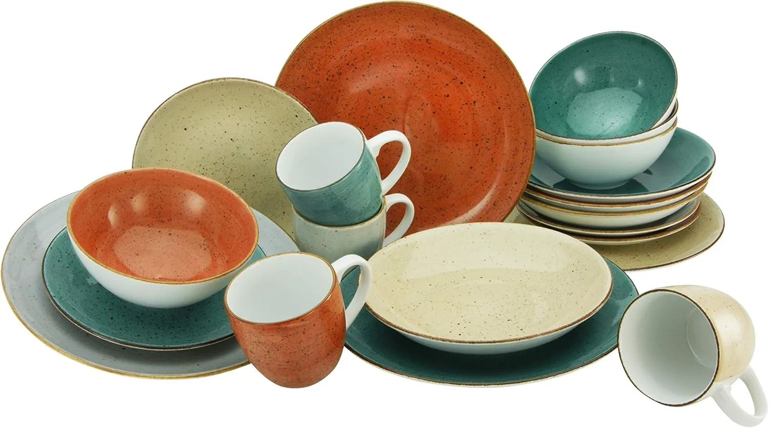 20441, Vintage Nature Verona Series Crockery Set, 16 Pieces, Porcelain, Multi-Coloured