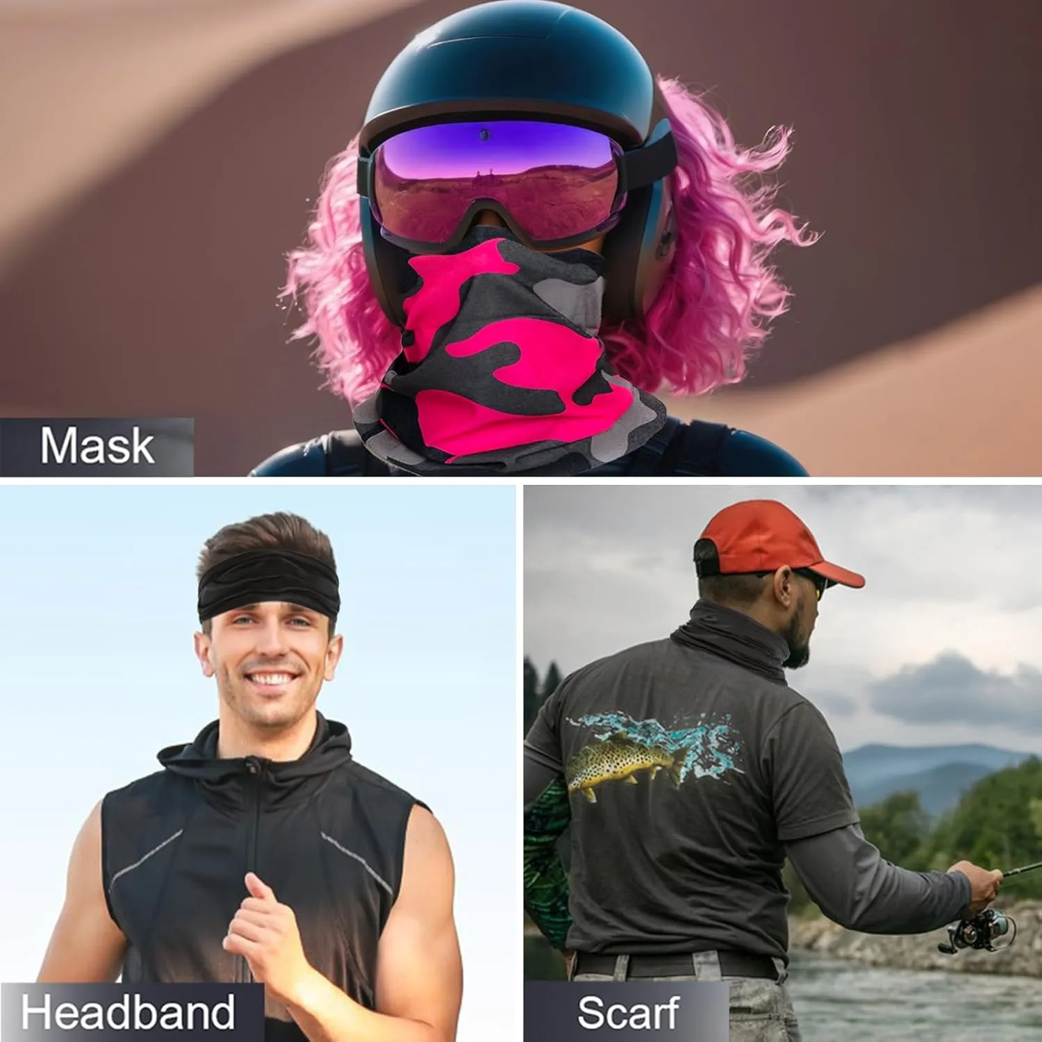 20pcs Cooling Neck Gaiter for Men Women Gator Face Mask Scart Cover Breathable Balaclava Bandana Sun Protection