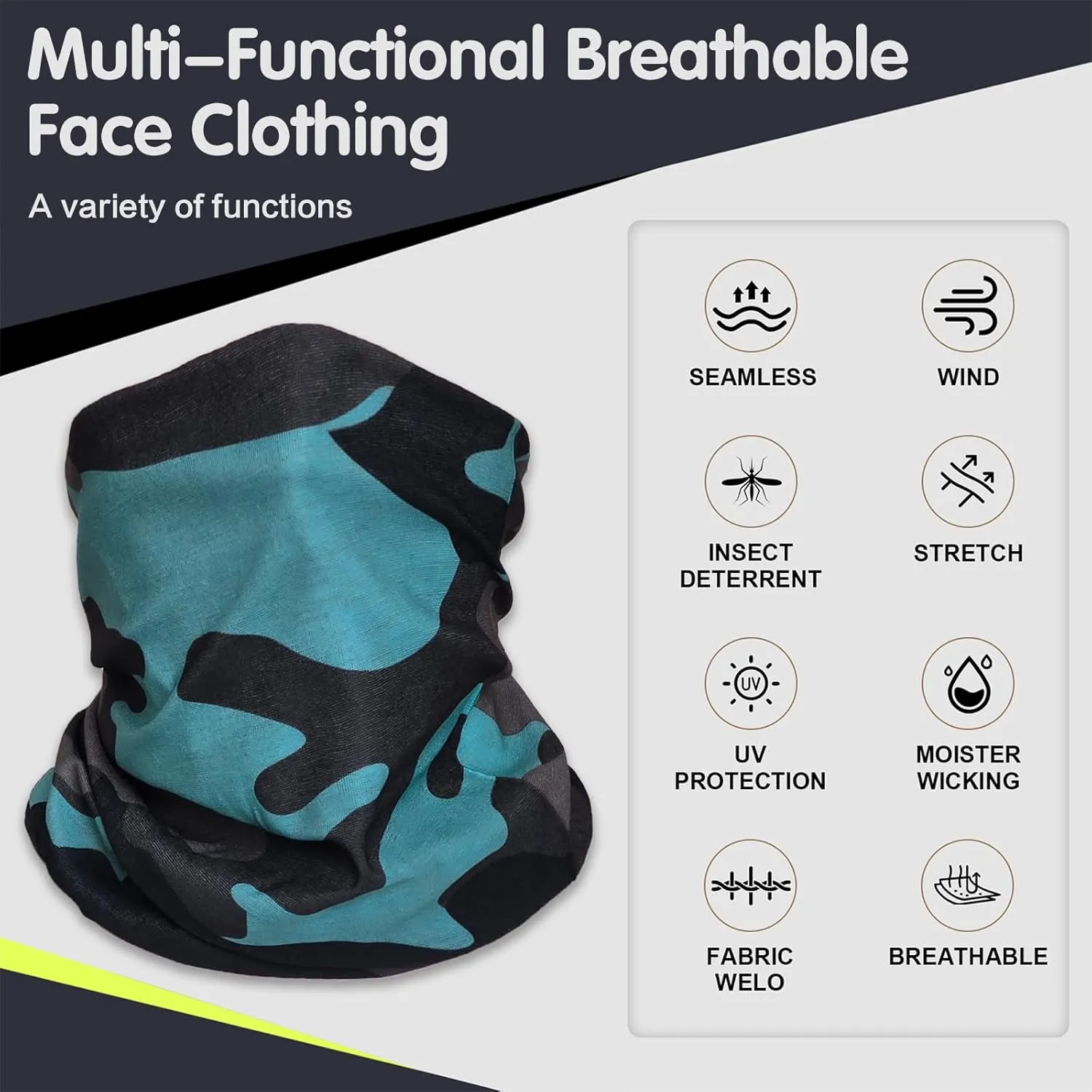 20pcs Cooling Neck Gaiter for Men Women Gator Face Mask Scart Cover Breathable Balaclava Bandana Sun Protection