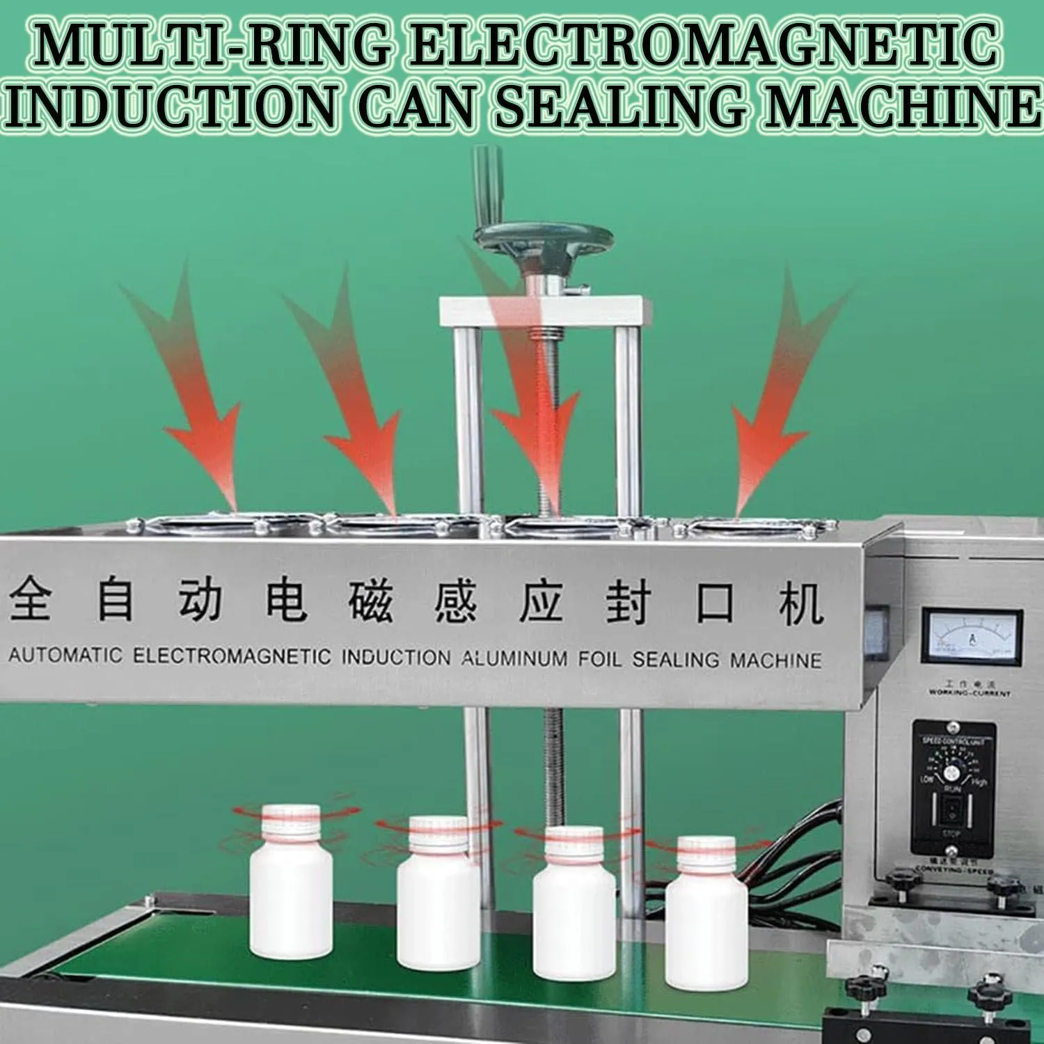 2200w Automatic Aluminum Foil Sealing Machine,Electromagnetic Induction Band Bag Sealer,Continuous Sealing Machine,Plastic Bottle Cap Sealer,50-120mm
