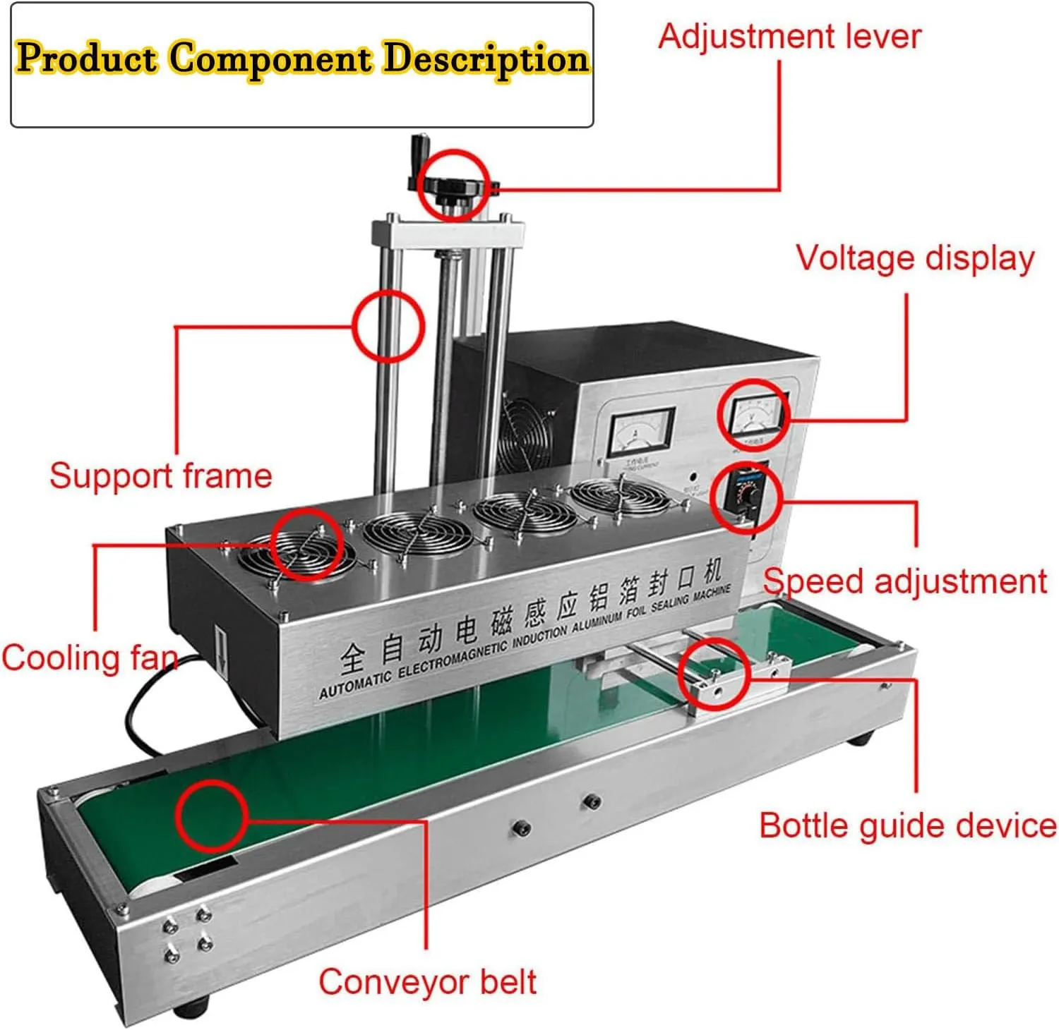 2200w Automatic Aluminum Foil Sealing Machine,Electromagnetic Induction Band Bag Sealer,Continuous Sealing Machine,Plastic Bottle Cap Sealer,50-120mm