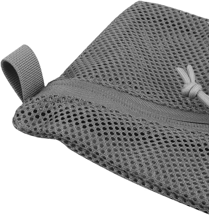 2PC Tactical Carry On Zipper Mesh Pouch, Insert Organizer Utility Admin Pouch Travel Organizer EDC Bag Toiletry Kit Set Storage Case 12X6 inch (GRAY)