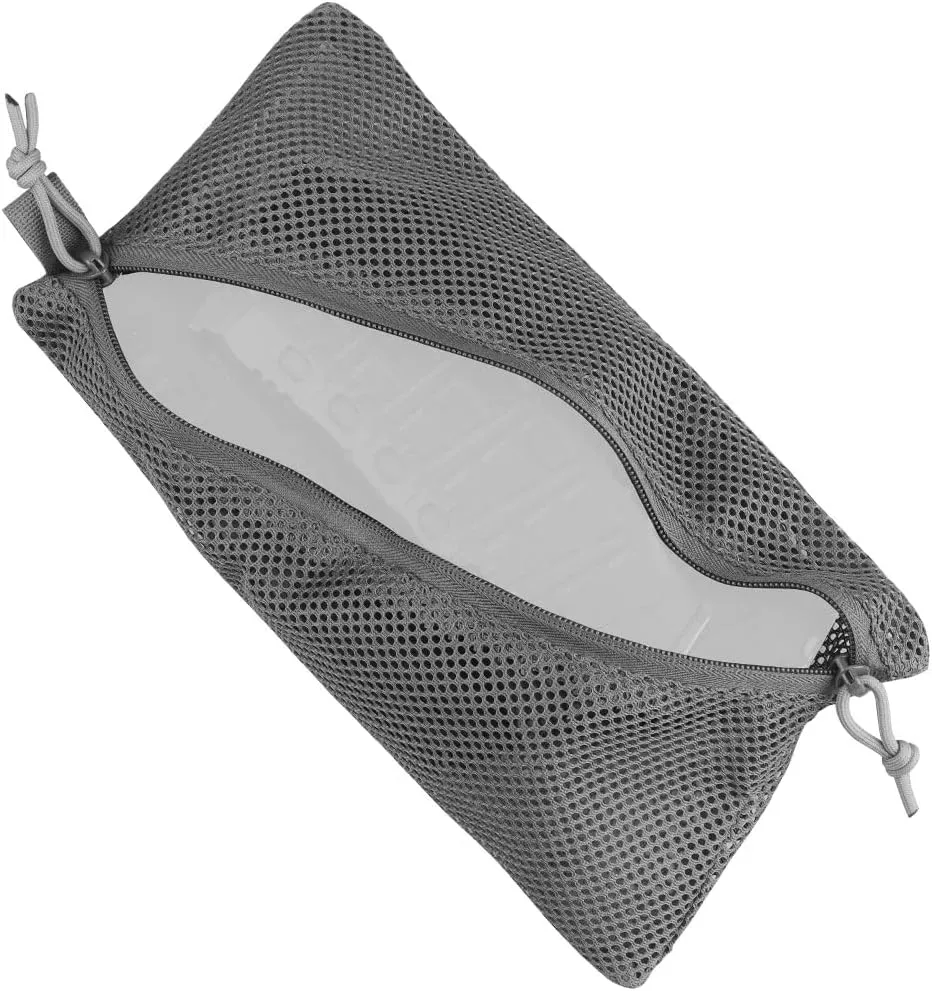 2PC Tactical Carry On Zipper Mesh Pouch, Insert Organizer Utility Admin Pouch Travel Organizer EDC Bag Toiletry Kit Set Storage Case 12X6 inch (GRAY)