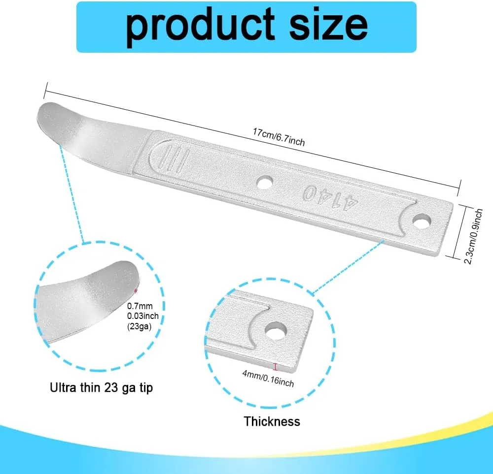 2PCS 4140 Pry Tool, Trim Removal Tool, Auto Door Audio Dash Panel Popper Trim Puller, Car Accessories Metal Pry Bar for Removing Interior Trim, Paneling, Sheet Metal, Fasteners and More (2PCS)