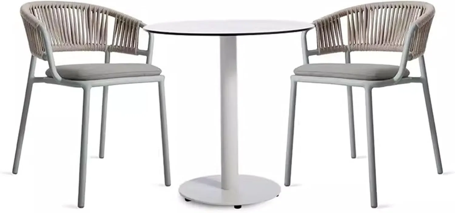 3 Piece Outdoor Patio Furniture Set with 2 Chairs and Imitation Marble Table, Conversation Sets Patio Furniture for Deck Beach Yard