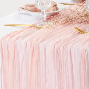 3 Pieces Pink Table Runners 10FT for Bridal Shower Decorations Blush Pink Cheesecloth Table Runner Gauze Wedding Table Runner for Wedding Baby Shower Birthday Boho Table Decorations