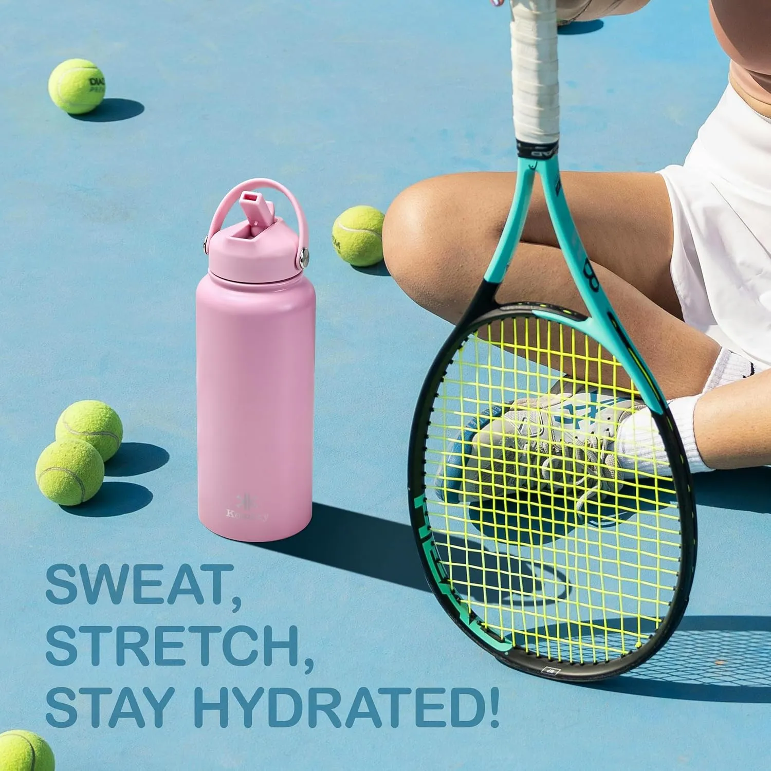 32 oz Insulated Water Bottle with Straw, Leak Proof Water Bottle Stainless Steel with Flip Straw and Handle, Metal, Reusable, Wide Mouth, for Travel, Gym and School (Blooming Pink)