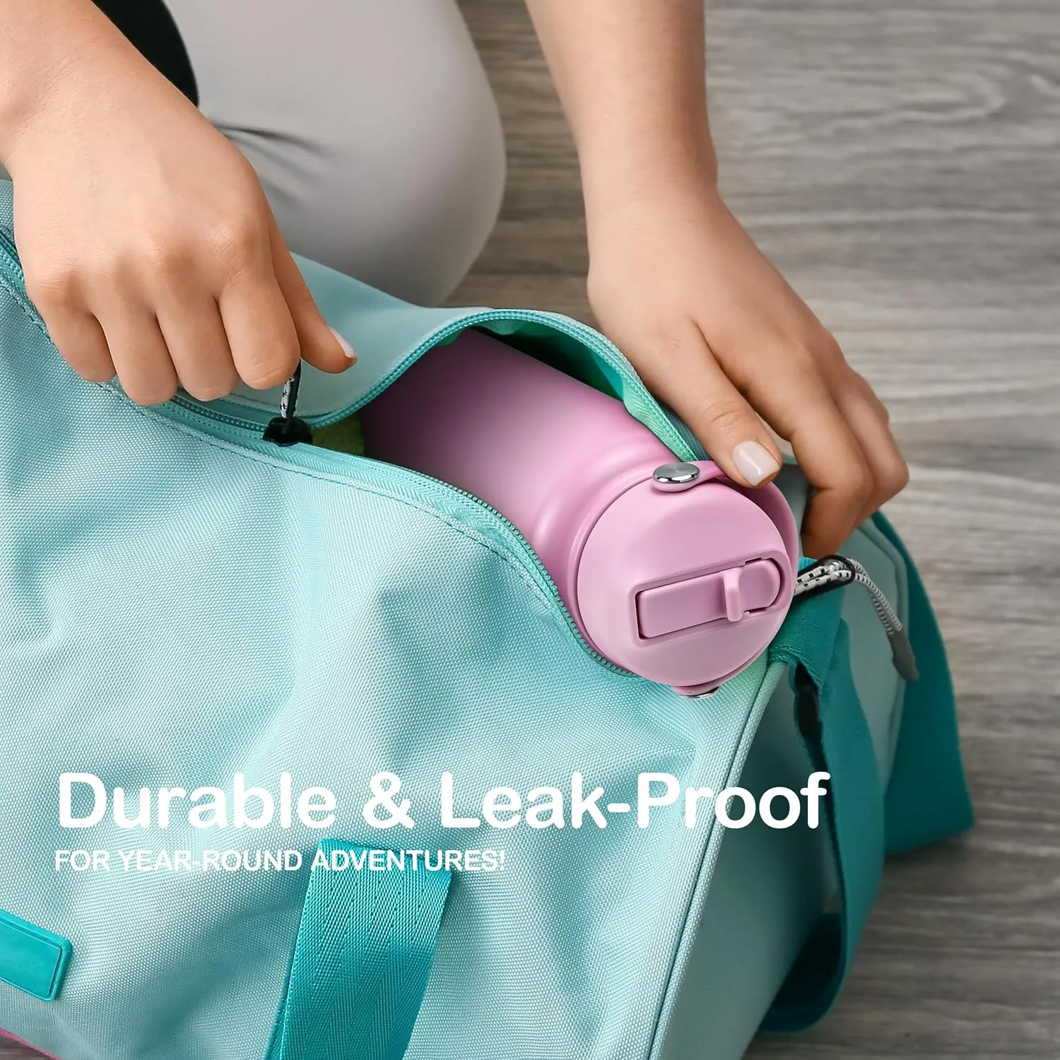 32 oz Insulated Water Bottle with Straw, Leak Proof Water Bottle Stainless Steel with Flip Straw and Handle, Metal, Reusable, Wide Mouth, for Travel, Gym and School (Blooming Pink)