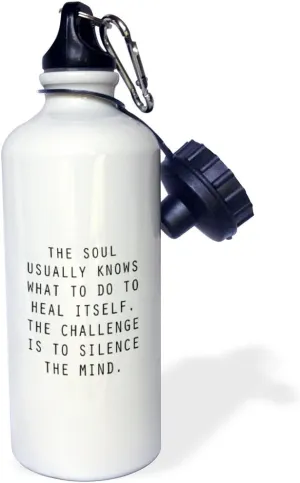 3dRose "THE SOUL USUALLY KNOWS WHAT TO DO TO HEAL ITSELF. THE CHALLENGE IS. Flip Straw" Water Bottle, 21 oz, White