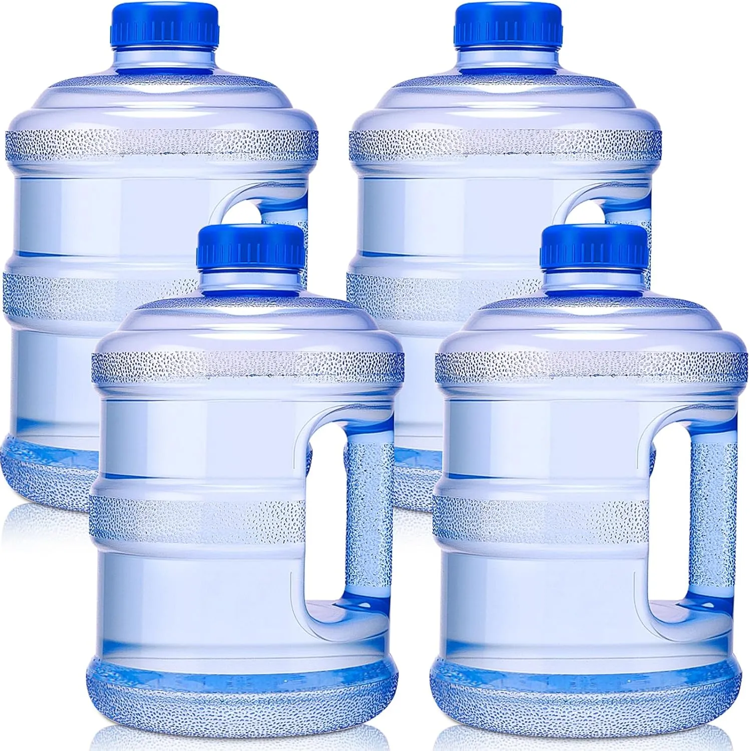 4 Pcs 1 Gallon Plastic Water Bottles Round Jugs with Handle Portable Water Containers Reusable Leak Proof Bottle for Camping Outdoor Sports Travel