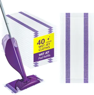 40 Count Wetjet Pads Refills for Swiffer，Disposable Wet Jet Mopping Pads，All Purpose Multi Surface Spray Mop Pads Refills for Hardwood Floor Cleaning，Thickness&Absorbent