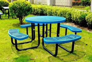 46 inch Expanded Metal Round Picnic Table (Blue)