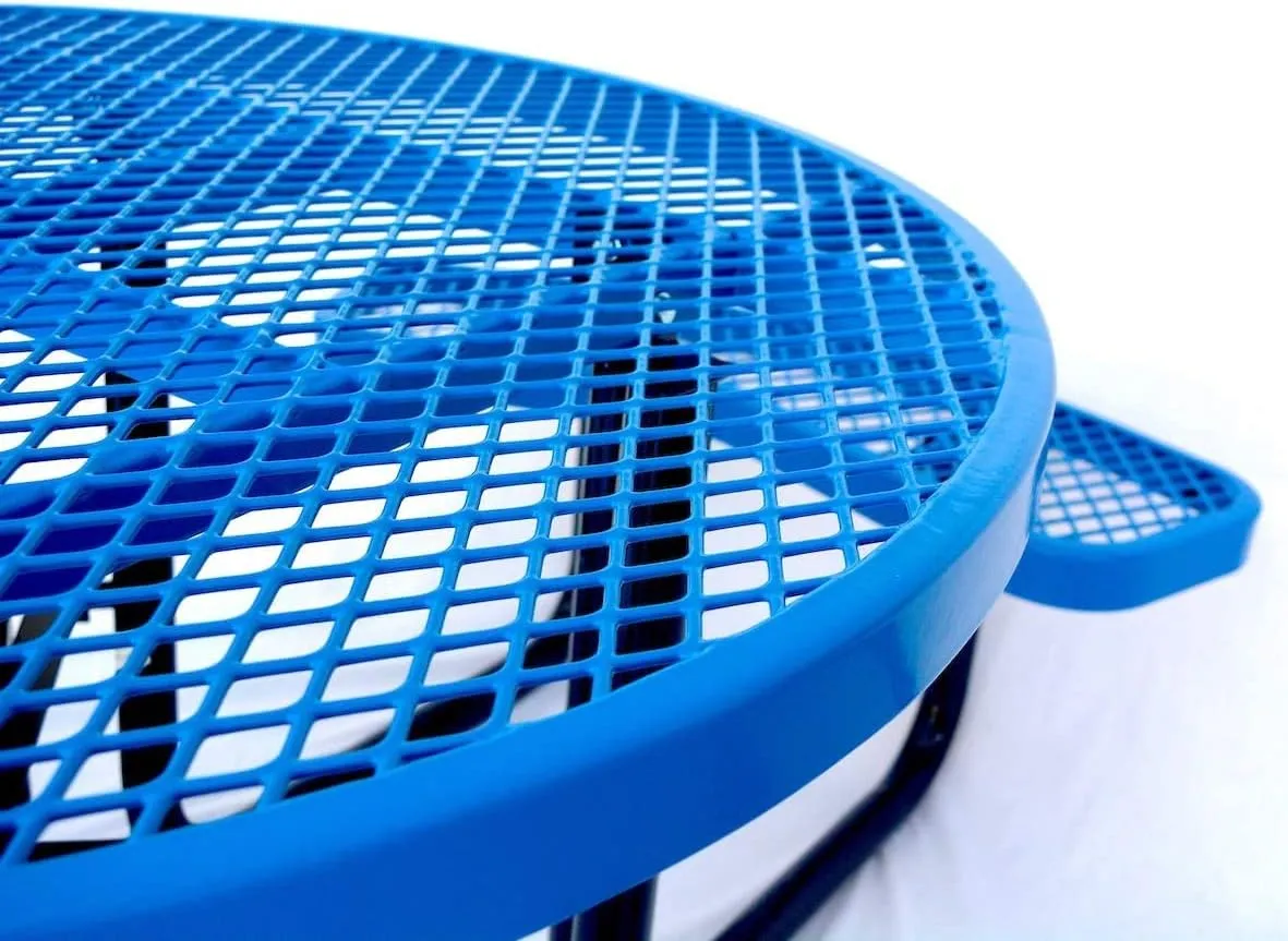 46 inch Expanded Metal Round Picnic Table (Blue)