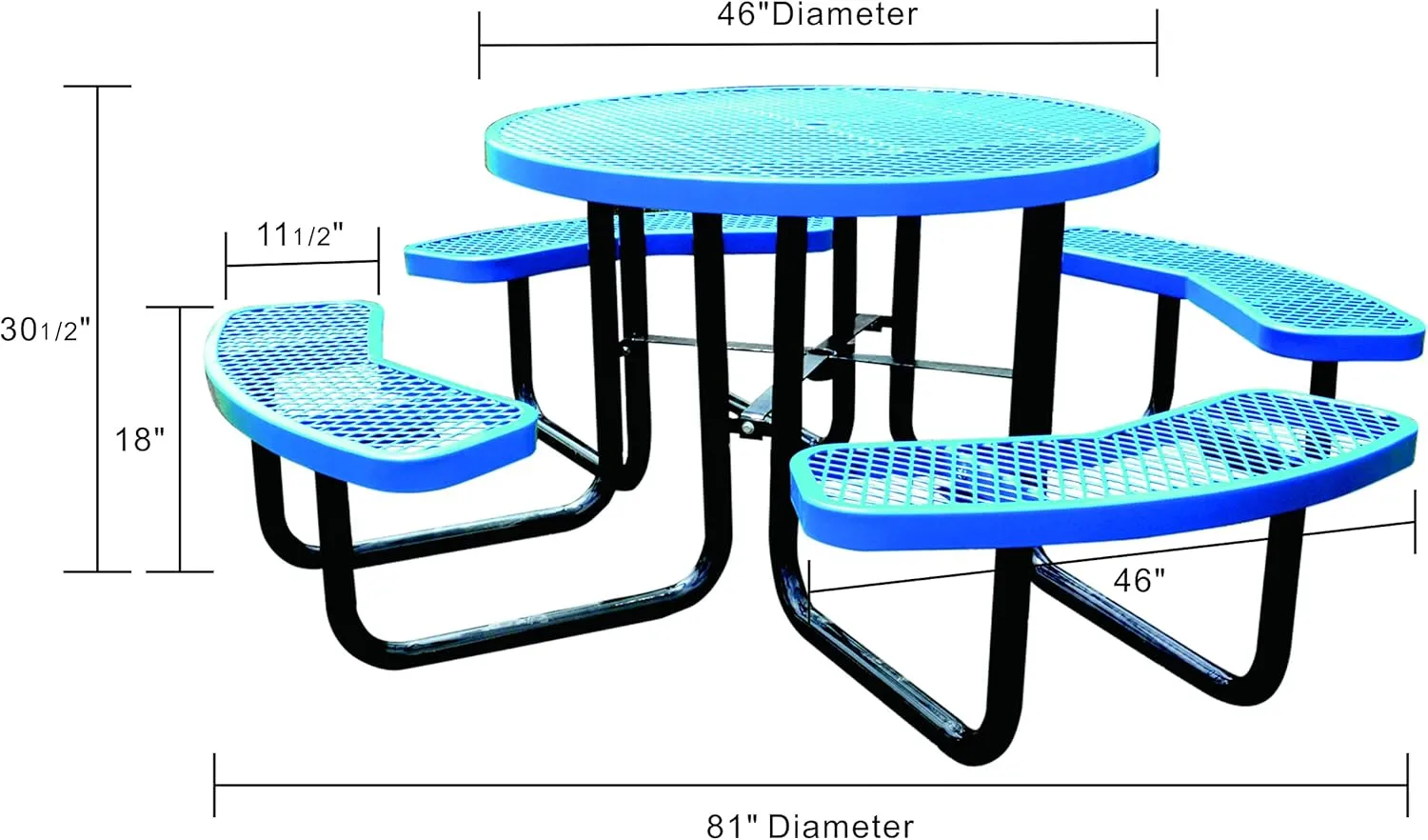 46 inch Expanded Metal Round Picnic Table (Blue)
