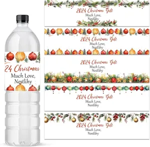 50-300pcs Custom Water Bottle Labels, Christmas Wraps Sticker for Water Bottle, Personalized Christmas Gift Bottle Label for Christmas Party