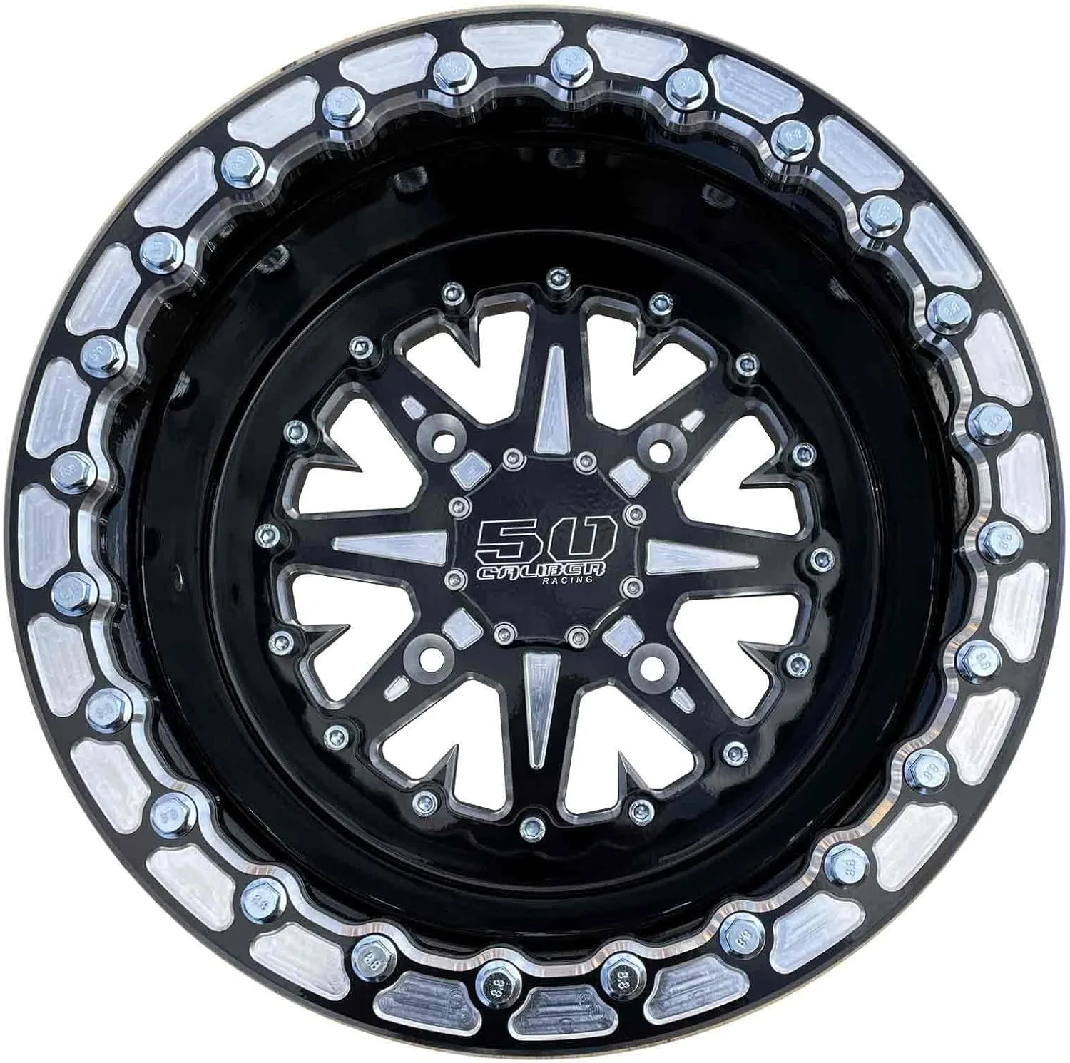 50 Caliber Racing 4x136.5 137 Black Beadlock Wheel for Maverick X3 Talon KRX 1000 Kawasaki Teryx #502 (15x8)
