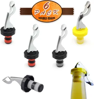 6 Pcs Wine Stoppers, Food-safe Silicone Vacuum Bottle Stoppers, Expanding Manual Beverage Stopper, Reusable Wine Bottle Corks for champagne, beer, whiskey, soda, beverage, water (Red/Yellow/Black)
