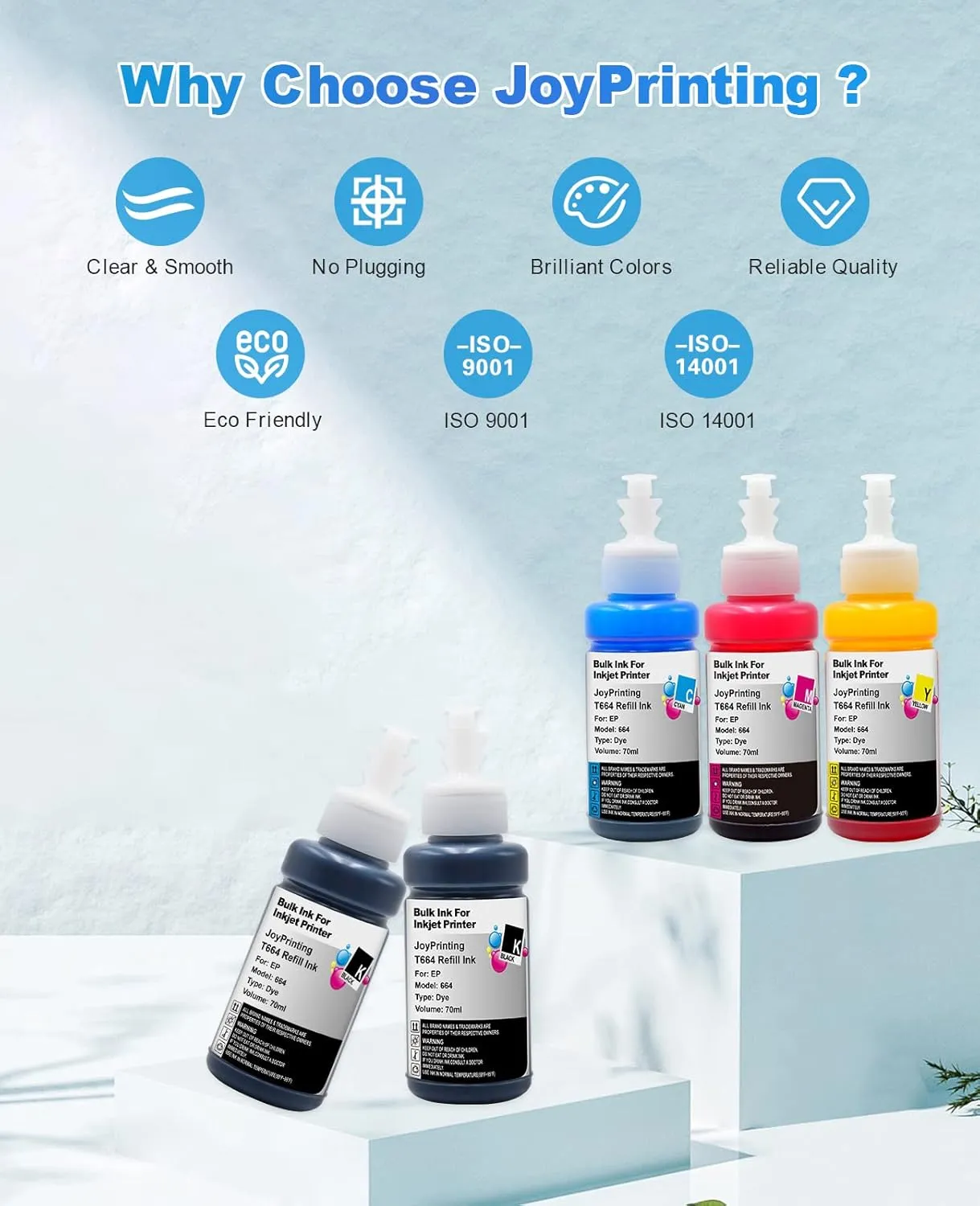 664 Ink Refill Bottles Replacement for T664 Ink Work for ET-2650 ET-2500 ET-2550 ET-2600 ET-4500 ET-3600 ET-16500 L100 L110 L120 L200 L210 L300 L350 L355 L550 L555 Printers (5 Pack)