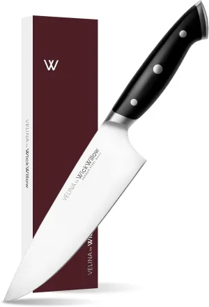 8 Inch Chef Knife – German High Carbon Steel, Full Tang Ultra Sharp Blade, All Purpose Kitchen Knife for Meat, Vegetables, Fruits, Gift for Home Chefs