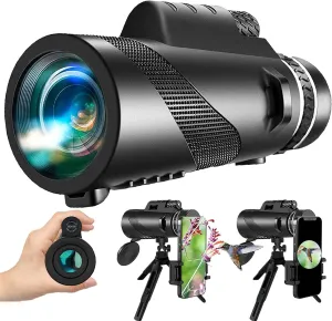 80x100 Monocular-Telescope High Powered for Smartphone Monoculars for Adults High Definition Monocular Telescope for Stargazing Hunting Wildlife Bird Watching Travel Camping Hiking Brand: PhysioPhyx