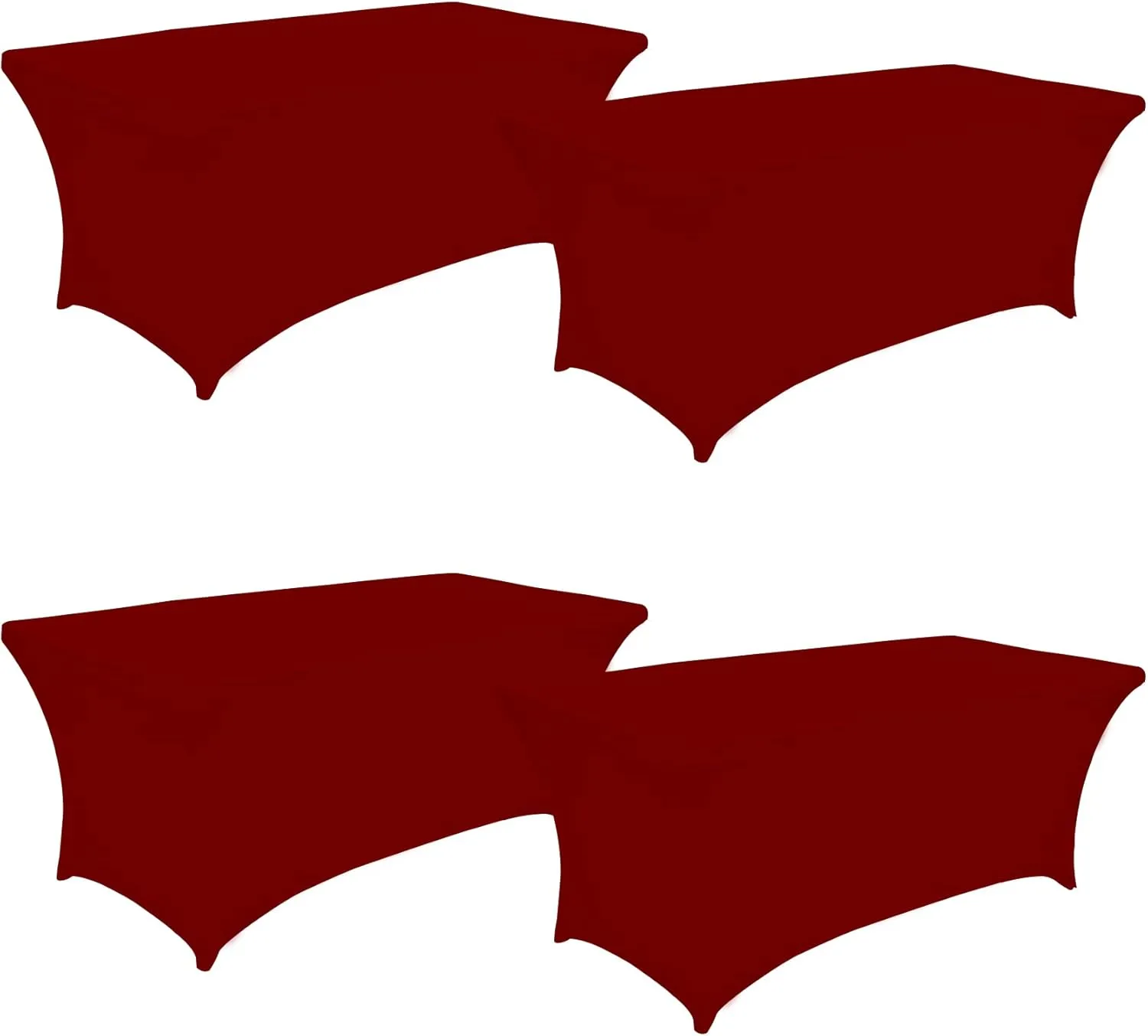 8FT Spandex Table Cover Table Cloth for Folding Tables Fitted Rectangular Tablecover Washable Wrinkle Resistant Polyester Stretch Burgundy Tablecloth for Wedding Banquet Party (4 Pack, Burgundy)