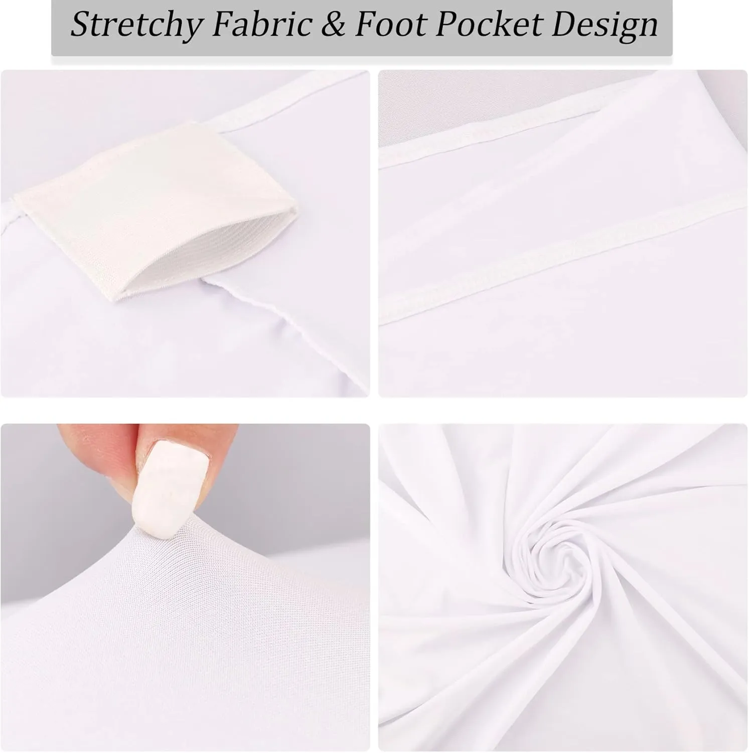 8FT Spandex Table Cover Table Cloth for Folding Tables Fitted Rectangular Tablecover Washable Wrinkle Resistant Polyester Stretch Tablecloth Protector for Wedding Banquet Party (12 Pack, White)